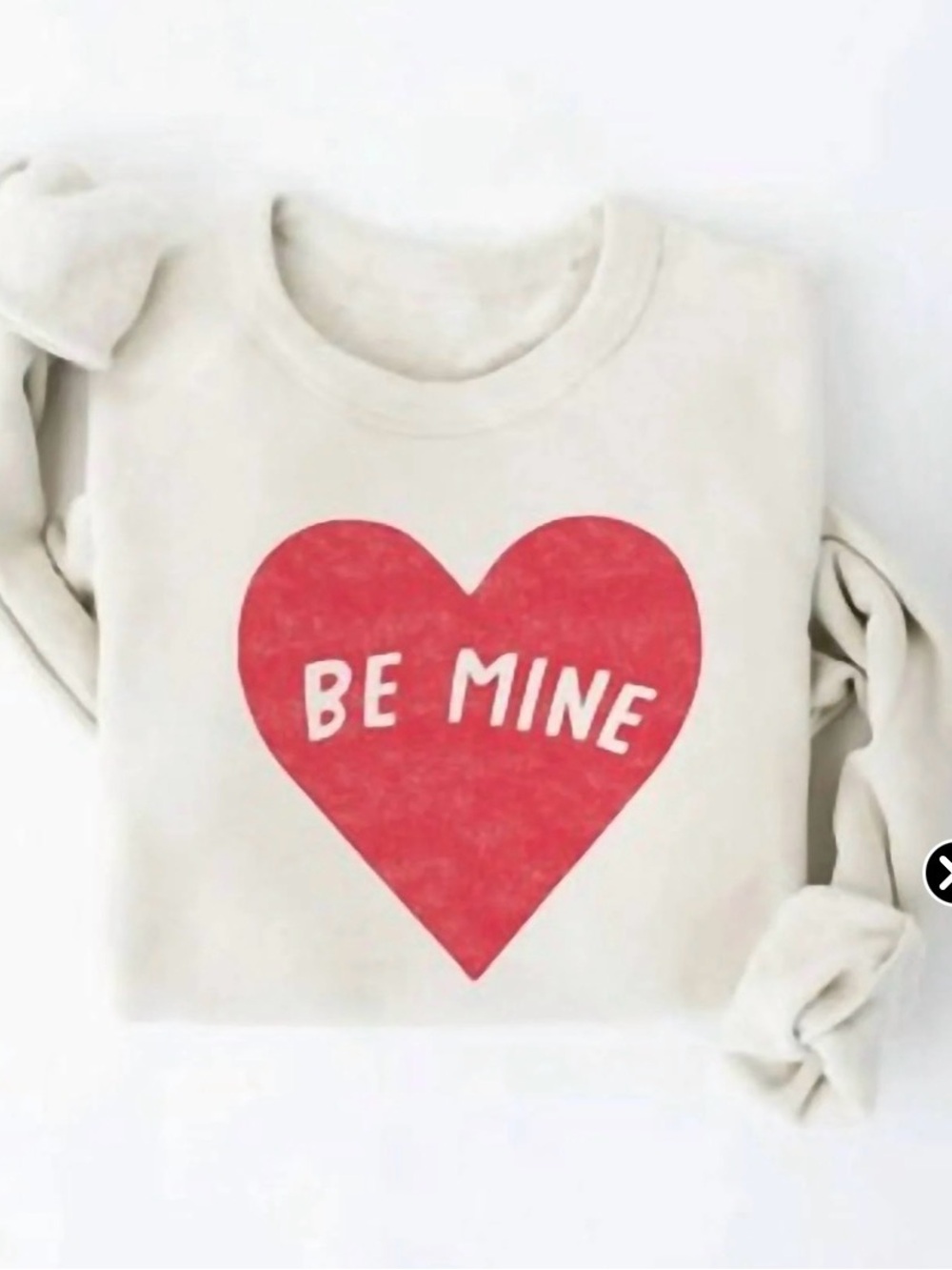 'Be Mine' Heart Graphic Tee - Cream with Red Heart